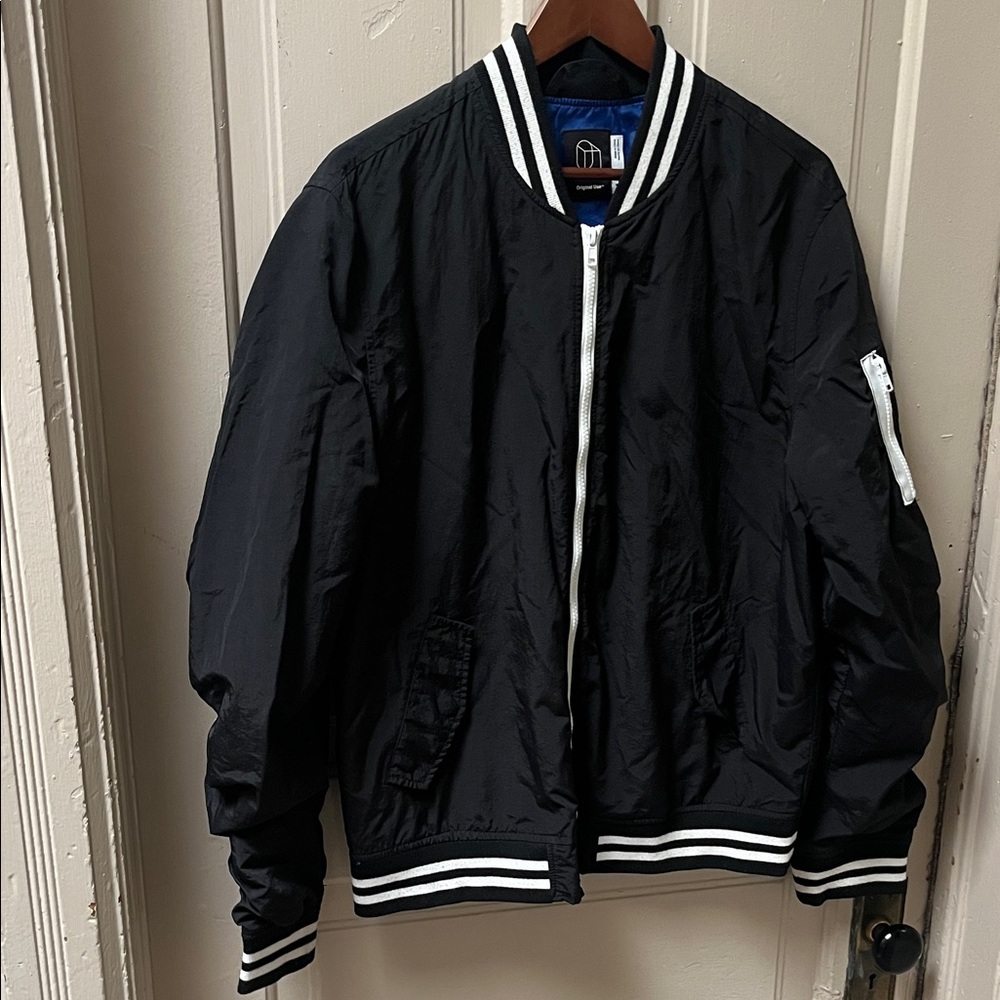 Original Use Black Bomber Jacket with White Trim